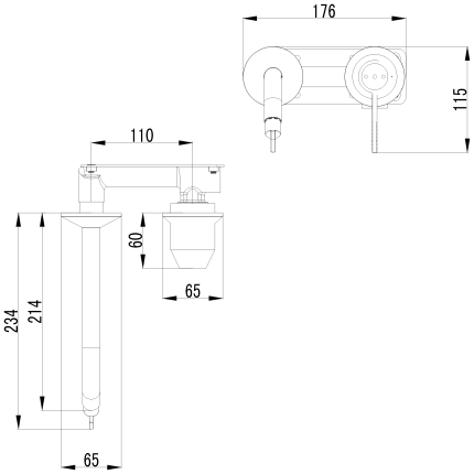 Смеситель скрытого монтажа для раковины Minotti Unico Black