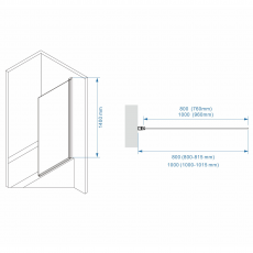 Шторка для ванны Minotti Vetro  800*1400 chrome