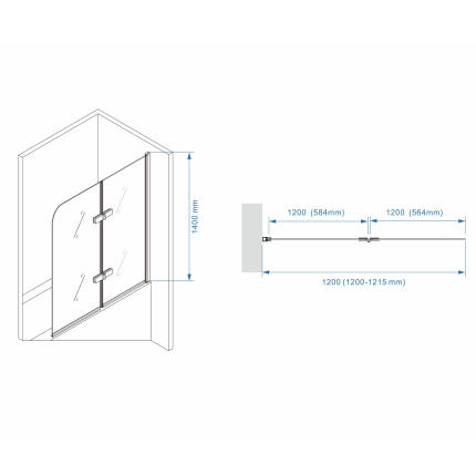 Шторка для ванны Minotti Classic двойная 1200*1400 chrome