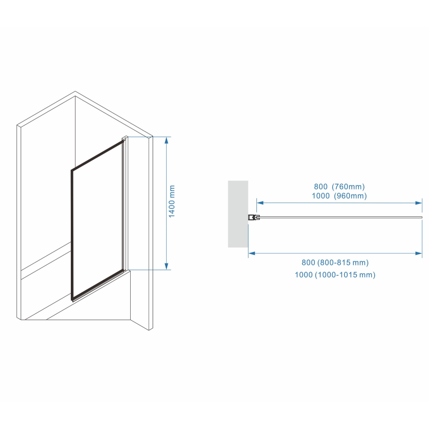 Шторка для ванны Minotti Vento  800*1400 Black