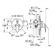 32879000 *Смеситель для ванны GROHE Eurosmart Cosmopolitan скрытого монтажа, готовый комплект, хром