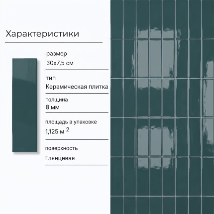 Керамическая плитка M75358H navy green glossy