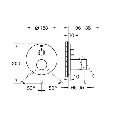 24092AL1 Внешняя панель смесителя GROHE Essence, на 3 положения, темный графит матовый