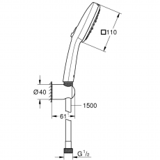 275882433 *Набор для душа GROHE Tempesta 110 с держателем, 3 режима струи, матовый черный