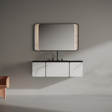 Тумба для ванной комнаты в комплекте со столешницей и раковиной Minotti Blade