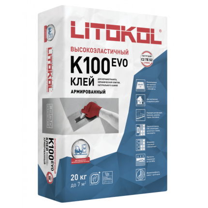 LITOKOL HYPERFLEX K100 20 кг Клей для укладки крупноформатных облицовочных плит из керамогранита