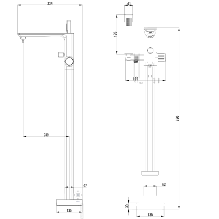 Напольный смеситель Minotti Nuovo Chrome