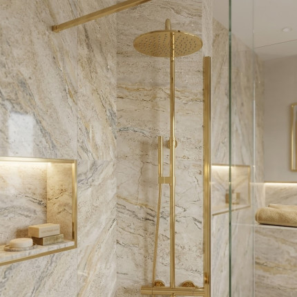 Душевая система c изливом для ванны термостат Minotti  Avanti Champagne Gold