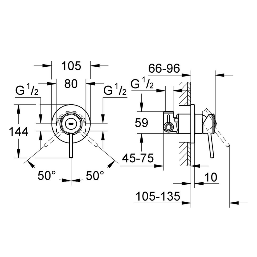 124434 *Набор с гигиеническим душем GROHE BauClassic, хром