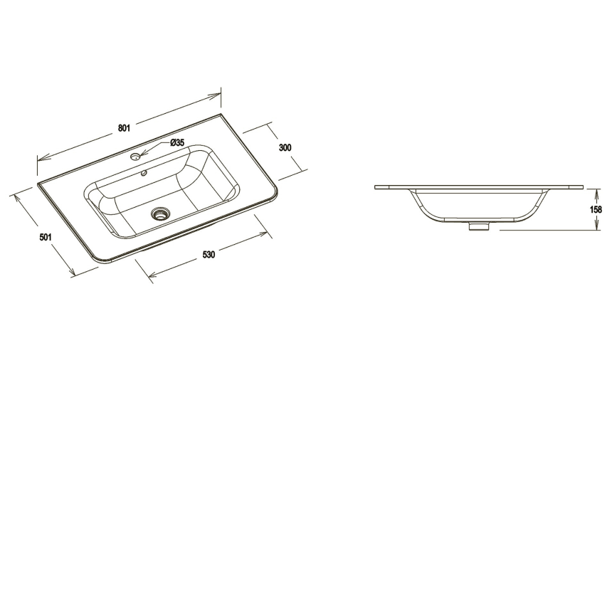 Тумба для ванной комнаты в комплекте с раковиной Minotti Base 80см