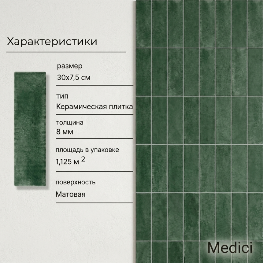 Керамическая плитка M7533F12Y emerald green matt