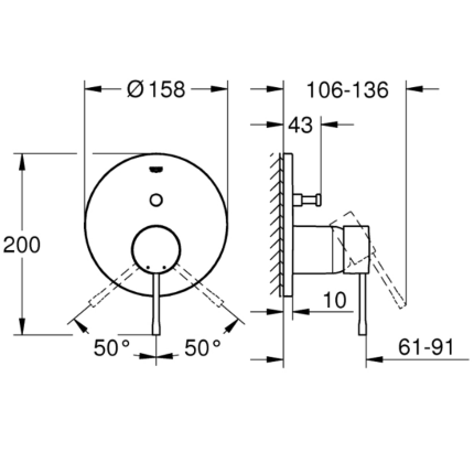 24167DC1 Внешняя часть смесителя для ванны GROHE Essence, 2 положения, суперсталь