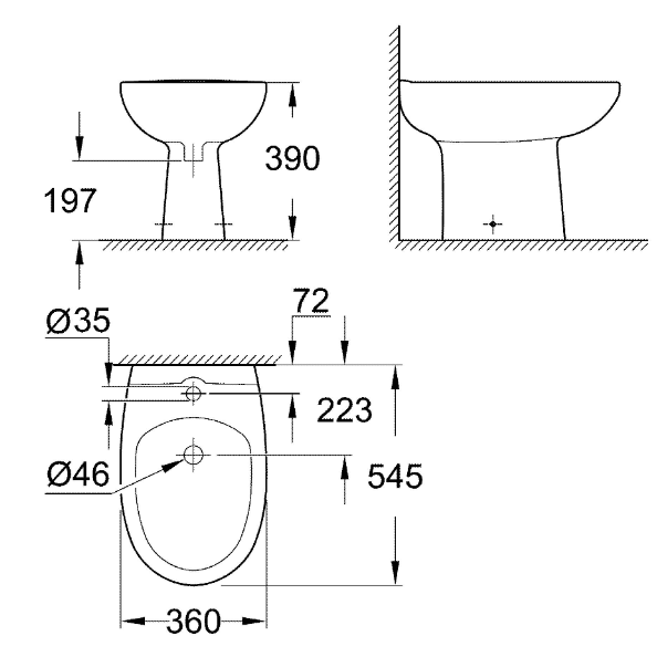 39432000 Биде напольное Bau Ceramic, альпин-белый