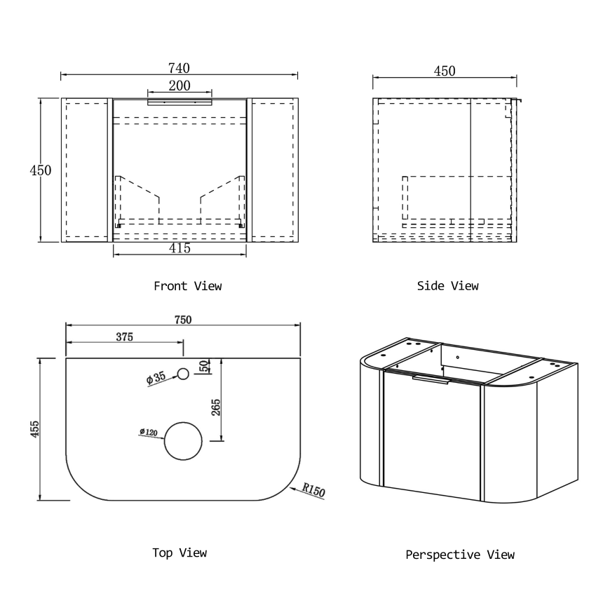 Тумба для ванной комнаты в комплекте с раковиной Minotti Silvano-75 см