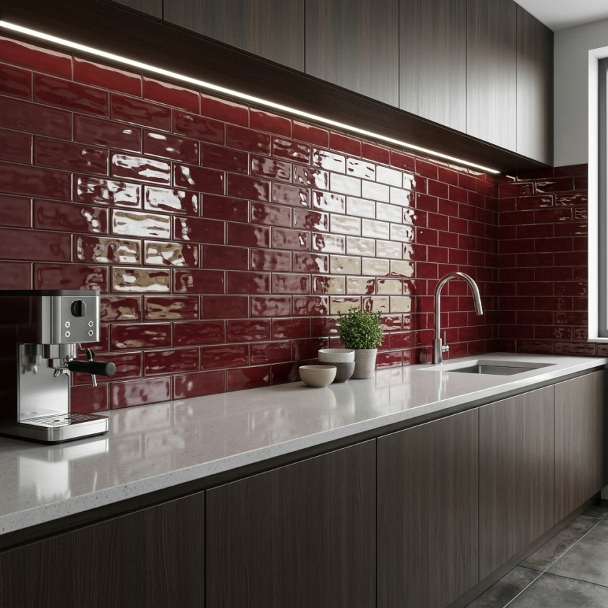 Керамическая плитка M75317H wine red glossy