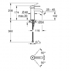 24172AL1 *Смеситель для раковины GROHE Essence, S-size, темный графит матовый