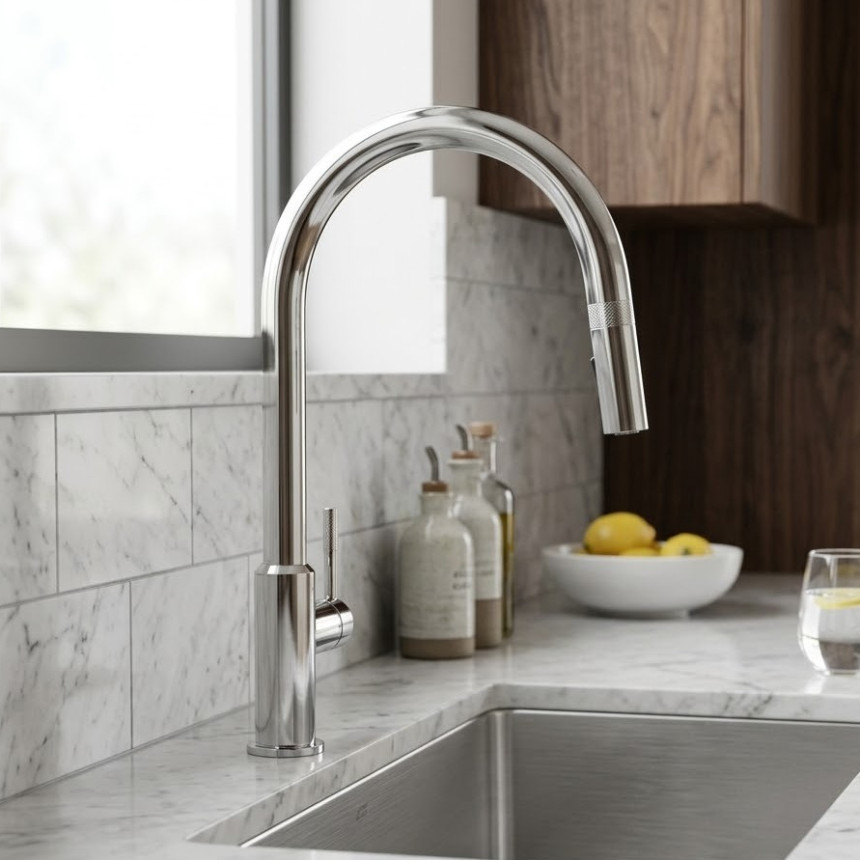 Смеситель для кухни с выдвижной лейкой Minotti Atrio chrome