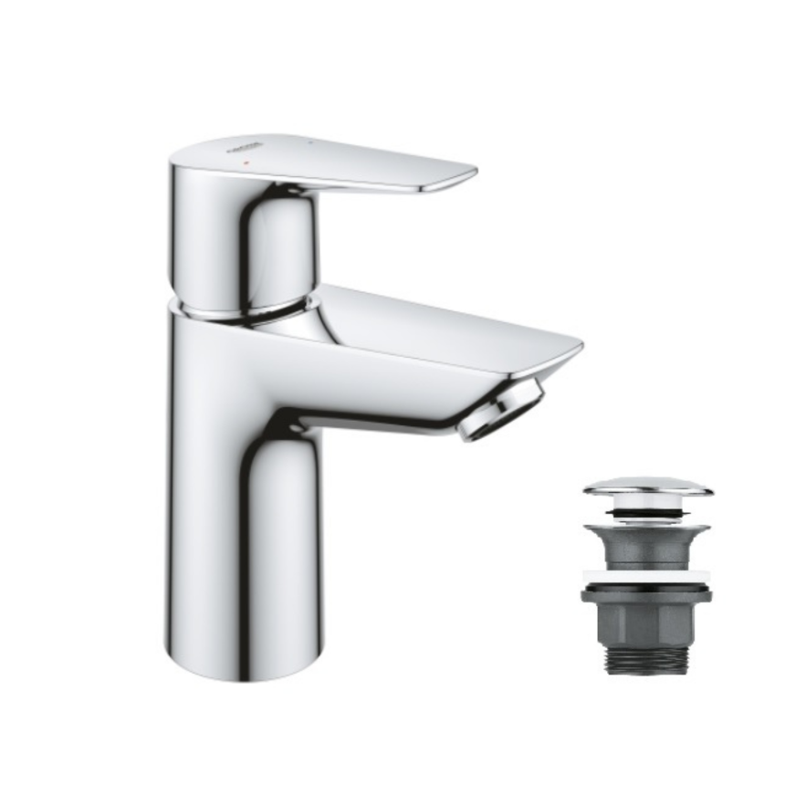 23895001 *Смеситель для раковины GROHE BauEdge, с нажимным донным клапаном, S-size, хром