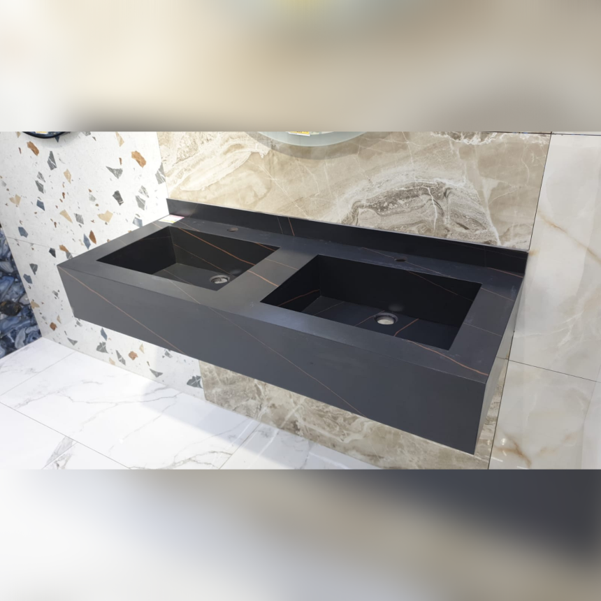 Раковина из искусственного камня - двойная чаша LUSSO 120см black ...
