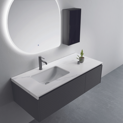 Тумба для ванной комнаты в комплекте с раковиной-столешницей  Minotti Nero 120см