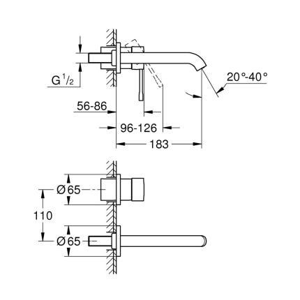 29192DC1 Внешняя часть смесителя для раковины GROHE Essence,на 2 отверстия, суперсталь