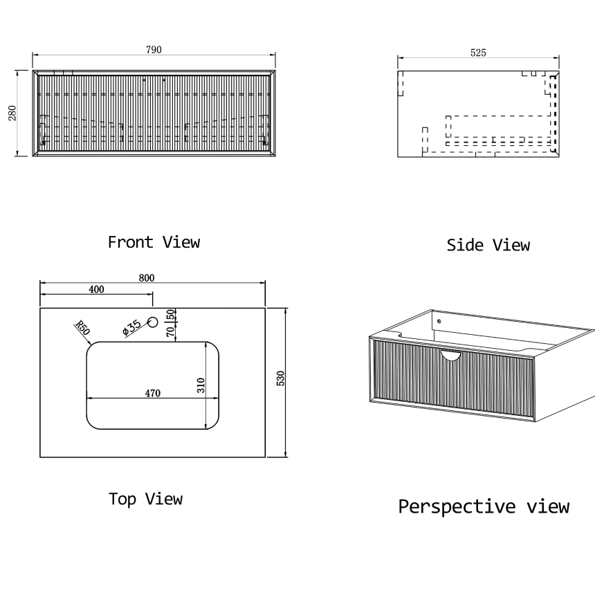 Тумба для ванной комнаты в комплекте с раковиной Minotti Diamond 80см