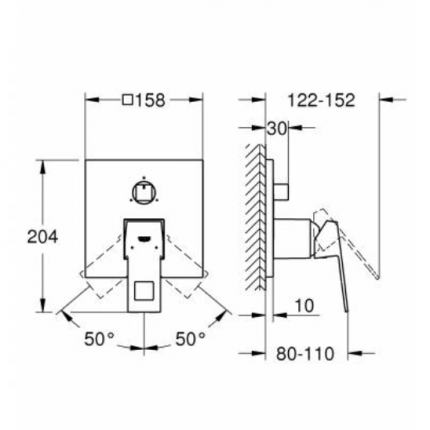 24094000 Внешняя часть смесителя для ванны GROHE Eurocube на 3 выхода, хром