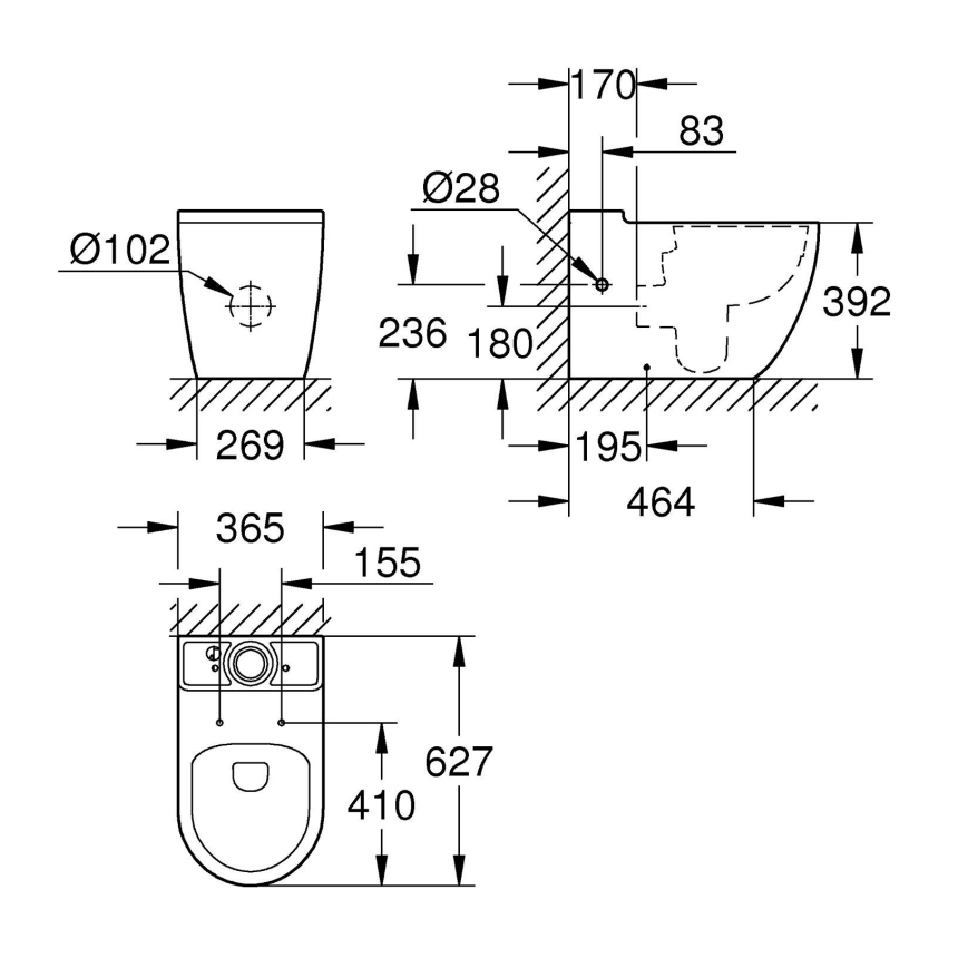 39910000 *Унитаз напольный GROHE Bau Ceramic, альпин белый