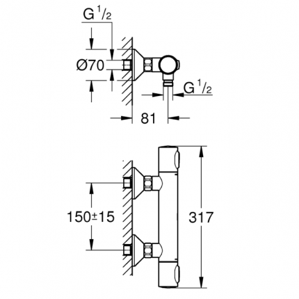 34793000 Термостат для душа Grohe Grohtherm 500, хром