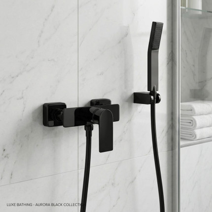 Смеситель для душа LUSSO Eco Cube Black с душевым шлангом и лейкой в комплекте
