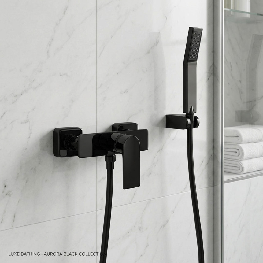 Смеситель для душа LUSSO Eco Cube Black с душевым шлангом и лейкой в комплекте