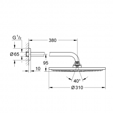 26066DL0 Верхний душ GROHE Rainshower с кронштейном, теплый закат матовый
