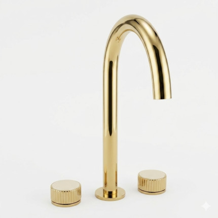Смеситель для раковины на три отверстия Minotti Elegante Champagne Gold