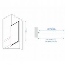 Шторка для ванны Minotti Vento  1000*1400 Black