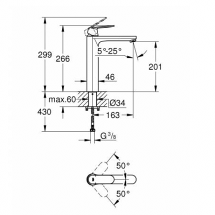 23921000 *Смеситель для раковины GROHE Eurosmart Cosmopolitan, XL-size, хром