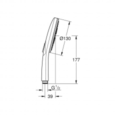 26574GN0 Ручной душ GROHE Rainshower SmartActive 130, 3 режима струи, холодный рассвет матовый
