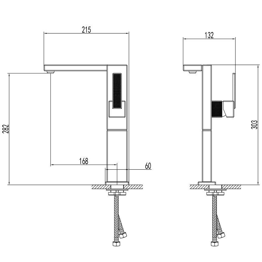 Смеситель для раковины Minotti Alto L-size Gun Metal