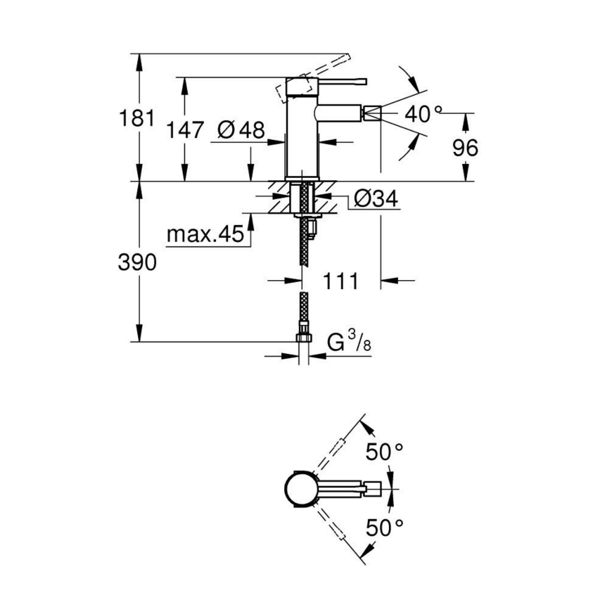 24395KF1 Бидеге арналған араластырғыш GROHE Essence, фантом қара