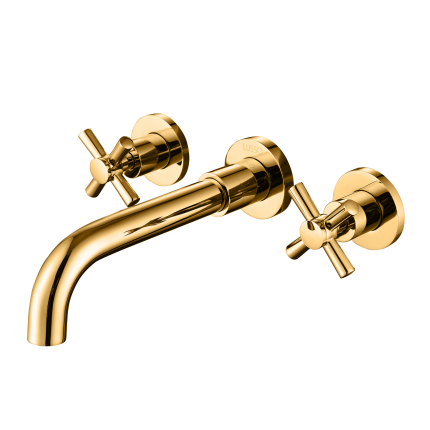 Настенный смеситель для раковины на три отверстия LUSSO Classic Gold ...