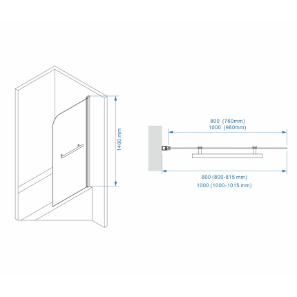 Шторка для ванны Minotti Classic с держателем 800*1400 black