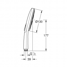 26574DC0 Ручной душ GROHE Rainshower SmartActive 130, 3 вида струи, суперсталь