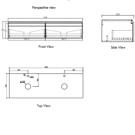 Тумба для ванной комнаты в комплекте со столешницей и двумя раковинами Minotti Exelen 160см