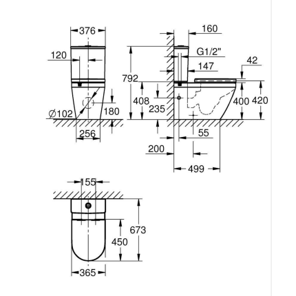 102513SH00 *Унитаз напольный GROHE Euro Ceramic, комплект, альпин-белый