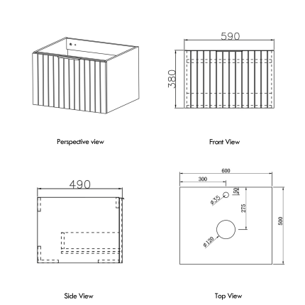 Тумба в комплекте с раковиной Minotti Sola 60см
