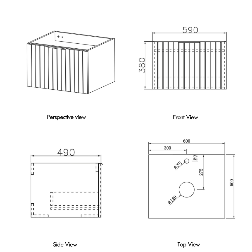 Тумба в комплекте с раковиной Minotti Sola 60см