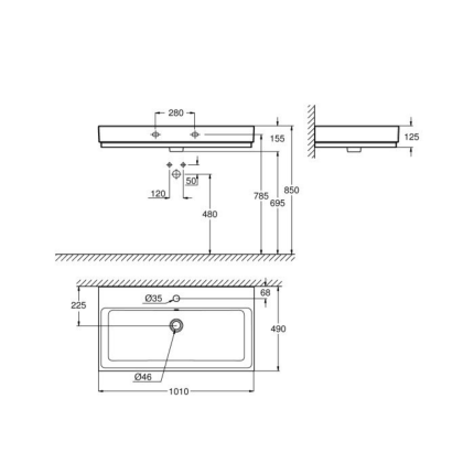 3938600H Раковина GROHE Cube Ceramic, подвесная 100 см, альпин-белый РАСПРОДАЖА