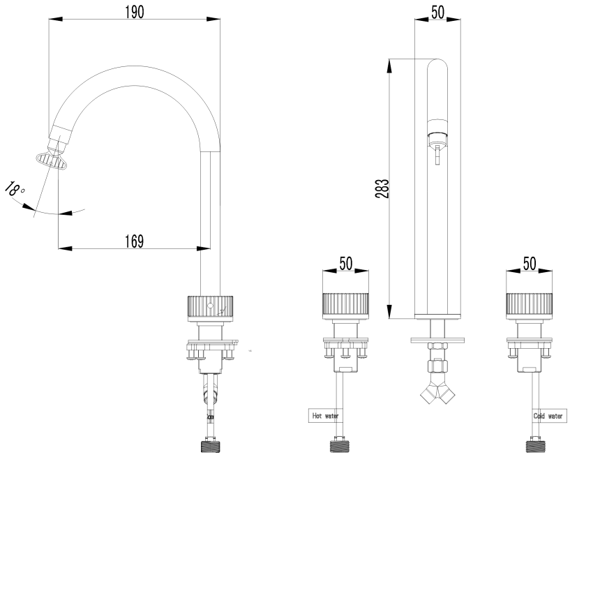 Смеситель для раковины на три отверстия Minotti Elegante Chrome