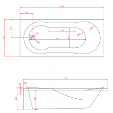 Акриловая прямоугольная ванна Minotti Сurve 170*75