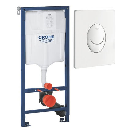 Инсталляция GROHE Rapid 38536001, жиынтықта 38505SH0 шайып жіберу панелі бар, альпі ақ