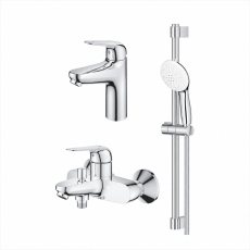 129367 *Араластырғыштар жиынтығы GROHE EuroEco, раковинаға, ваннаға арналған, душ жиынтығымен, хром